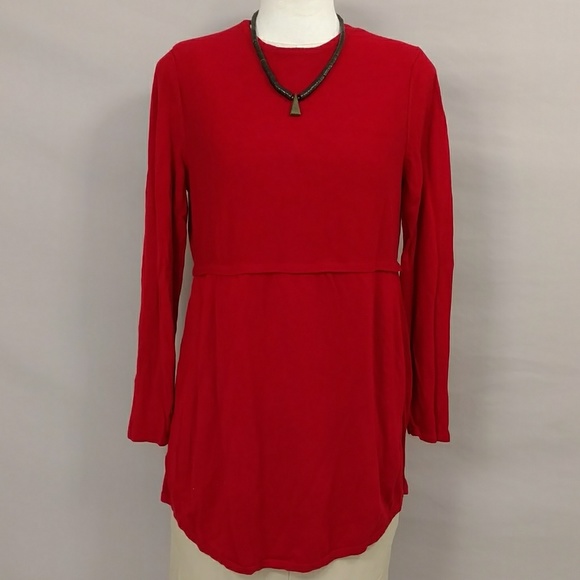 Red Knit Tunic J Jill Long Light Sweater Classy & Comfortable Christmas Holiday - Picture 1 of 8